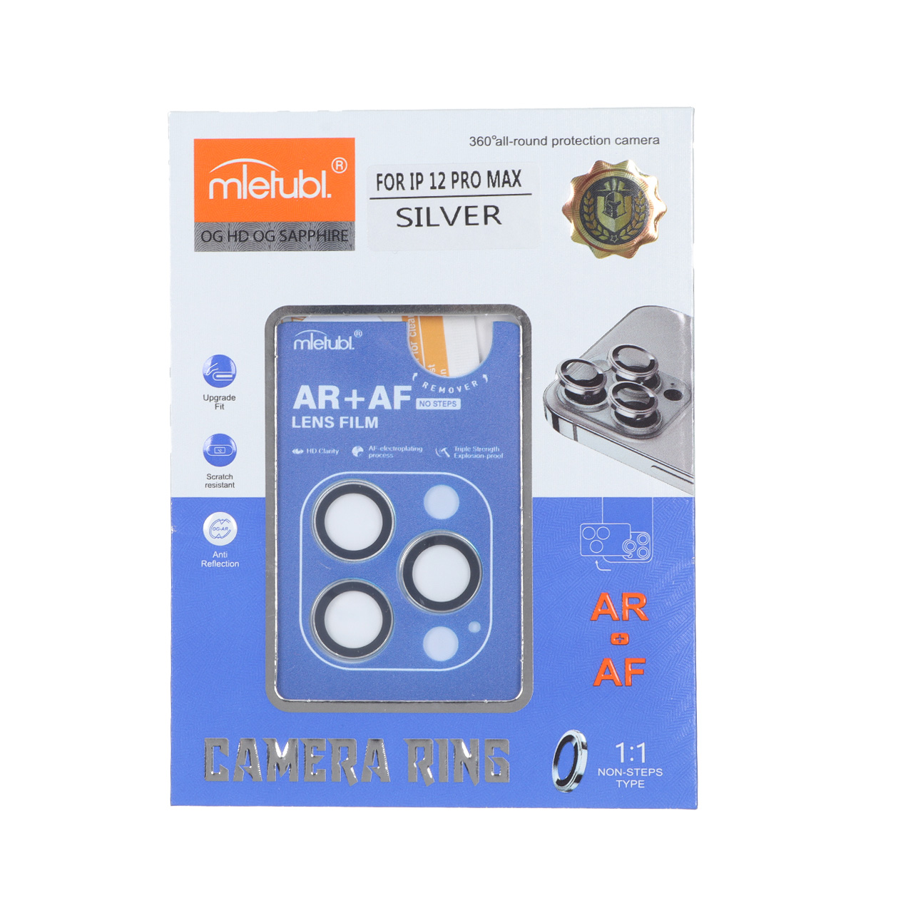 محافظ لنز رینگی اورجینال Mietubl شابلون دار Apple iPhone 13 / iPhone 13 Mini / iPhone 12 Pro Max - مشکی (پک دار)