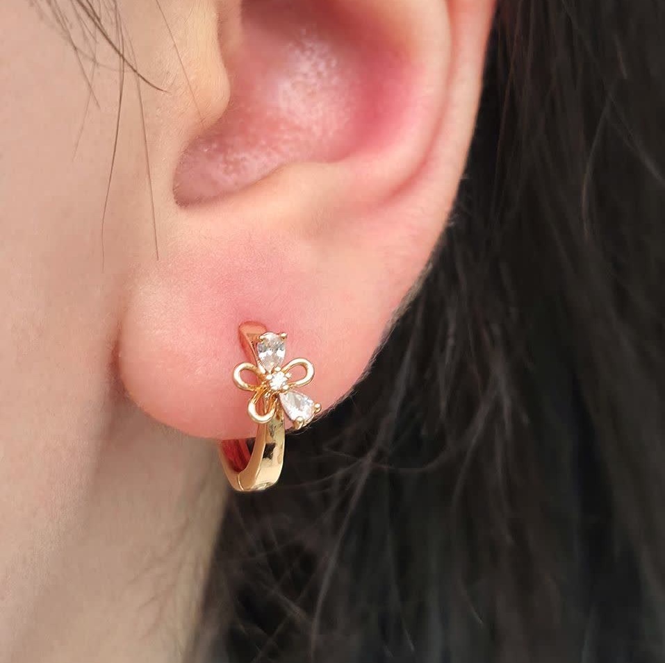 گوشواره حلقه ای تک گل لوکس ژوپینگ