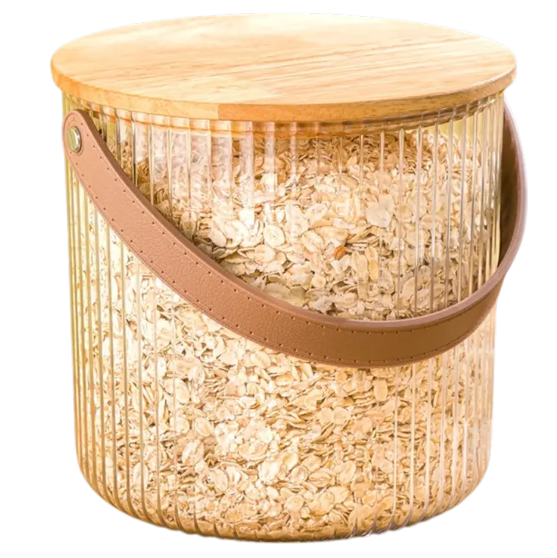 سطل برنج اکرولیک درب چوبی 3 لیتر لیمون کد 2472
