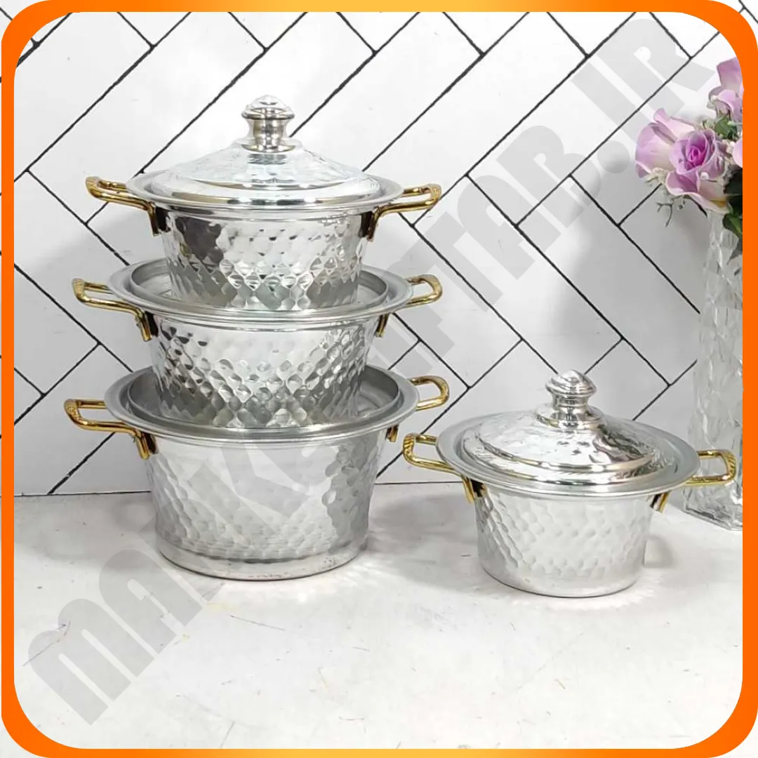 قابلمه 4 رقم دسته دار بچه دسته طلایی چکشی روهی