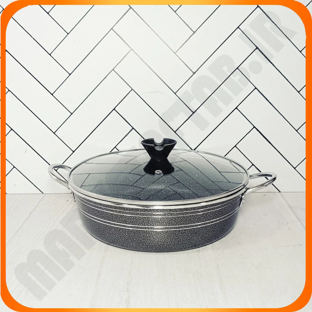 تابه تک دو دسته سایز 28 چکشی دسته فلزی درب پیرکس ویژه زومبا