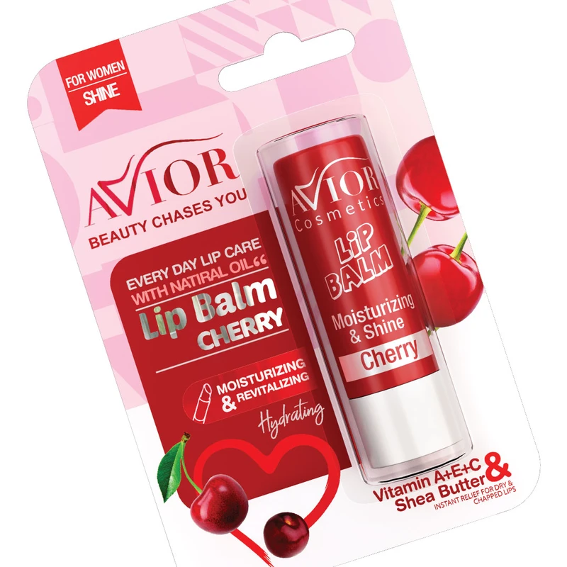 بالم لب اویور مدل cherry با ویتامین A، C، E و شی باتر، مرطوبکننده و ترمیمکننده لبهای خشک و آسیبدیده بدون پارابن