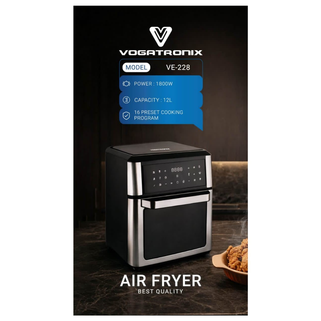 سرخ کن بدون روغن وگاترونیکس مدل VE-228 ظرفیت 12 لیتری