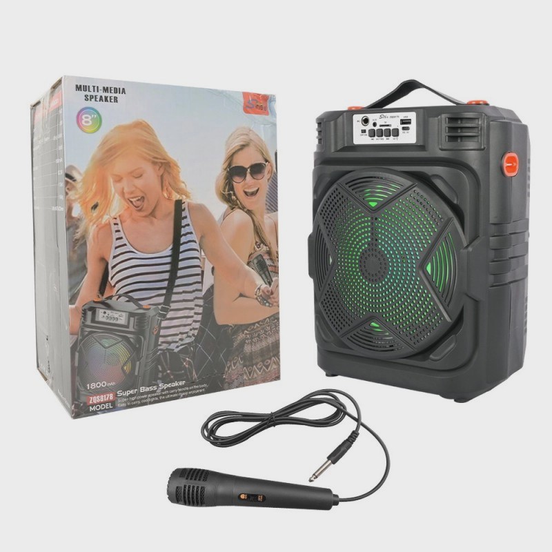اسپیکر بلوتوثی شارژی ZQS 8178 با میکروفون، ریموت و رقص نور LED