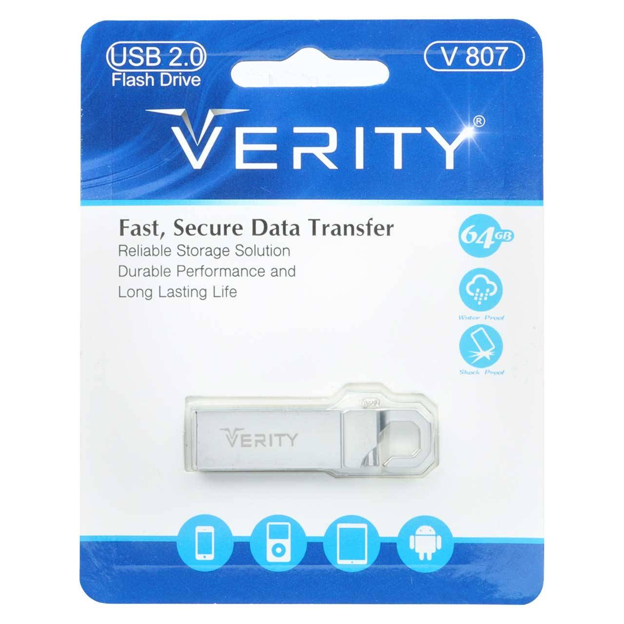 Verity V807 USB2 0 Flash Memory 64GB نقره ای