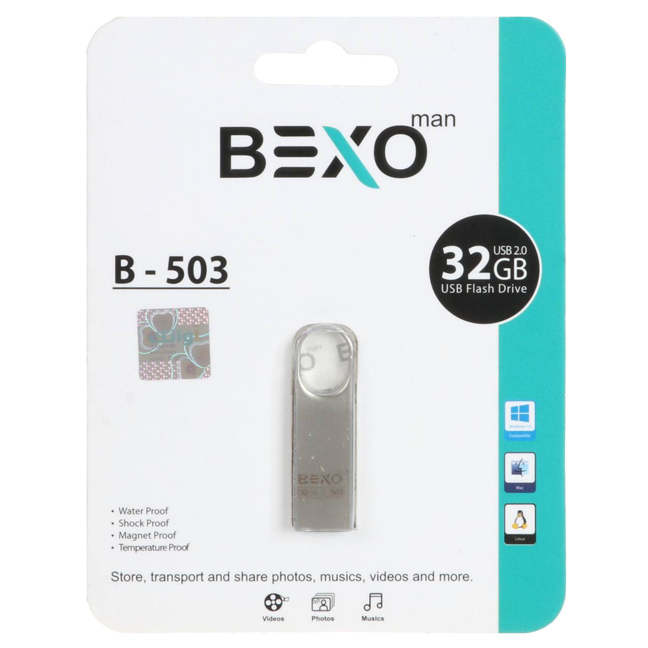 BEXO B-503 USB2.0 Flash Memory - 32GB نقره ای