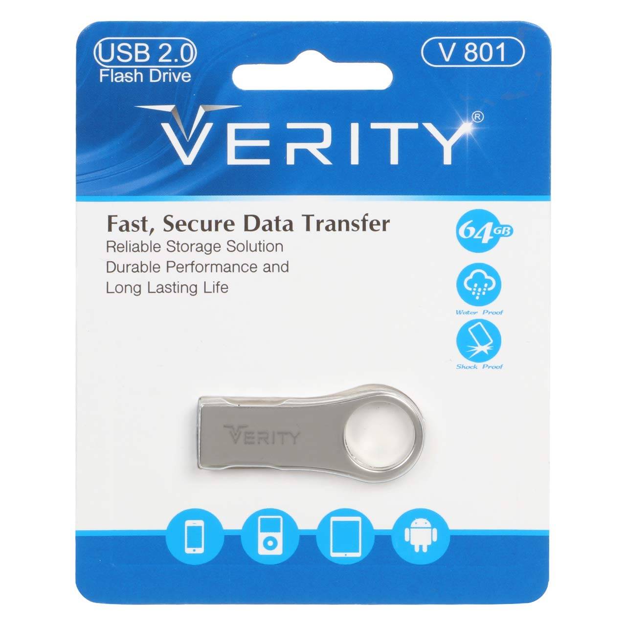 Verity V801 USB2 0 Flash Memory 64GB - نقره ای