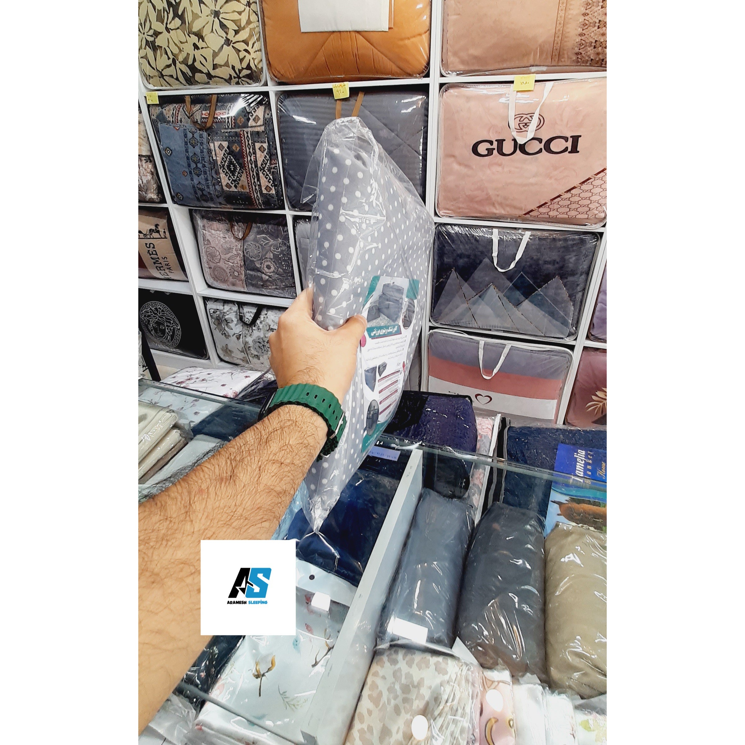 کاور تشک برزنتی ضد آب طوسی خالدار