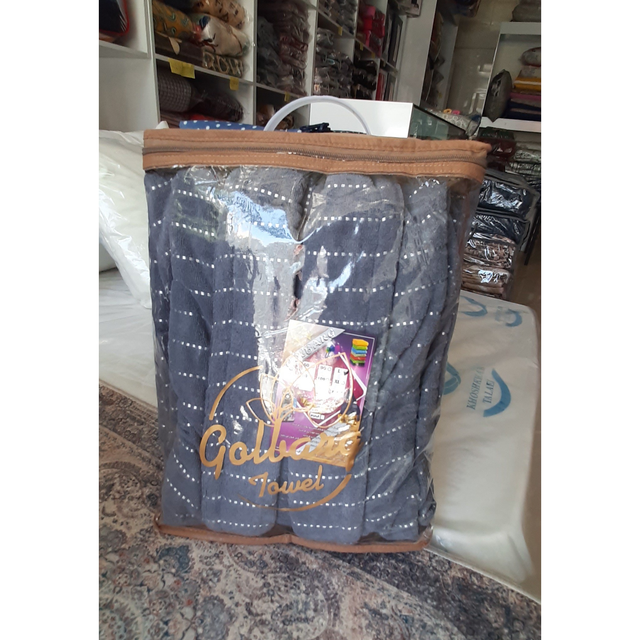 حوله تنپوش گلبرگ سایز 125 ابریشم راه راه رنگ 6