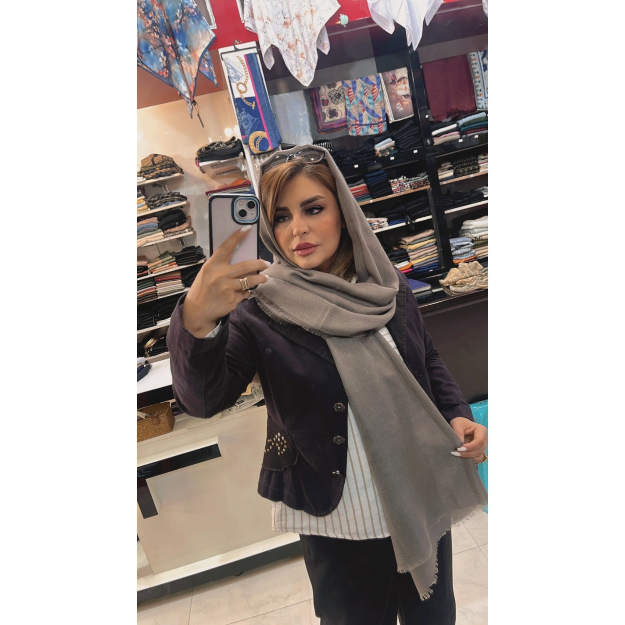 شال ساده کنفی دور ریش