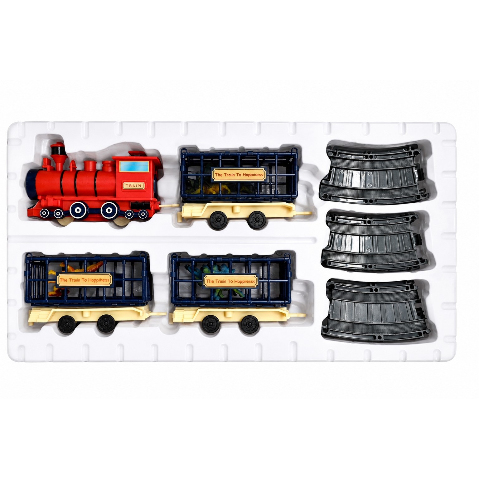 اسباب بازی قطار ریلی 20 تکه AMUSIVE NEW GAMES مدل Train to Happiness باتری خور و چراغ دار