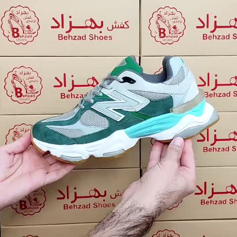 کتونی نیو بالانس مردانه پسرانه سایز 41 تا 44 رنگ طوسی سبز کفی طبی زیره پیو لژ 5 سانتی رویه فابیلاک و راشل خارجی