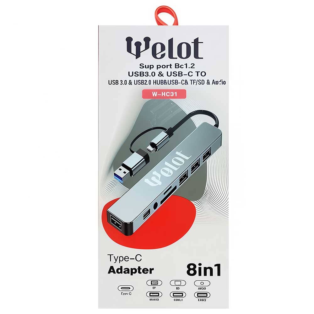 هاب 8 پورت WELOT مدل W-HC81 تایپ سی