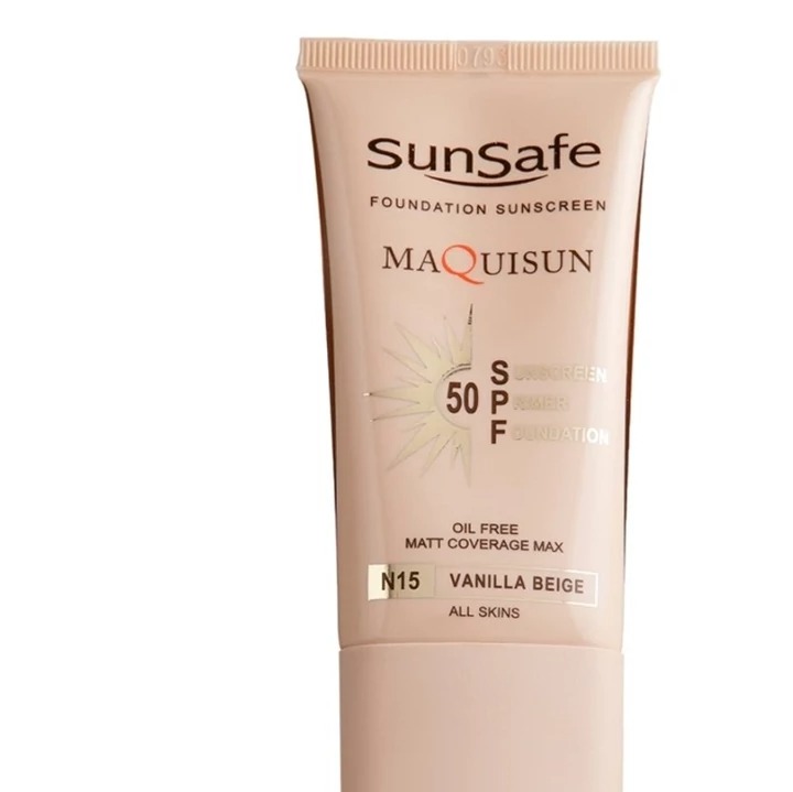 ضد آفتاب سان سیف کرم پودری و پرایمری مکیسان با SPF50 رنگ بژ وانیلی N15