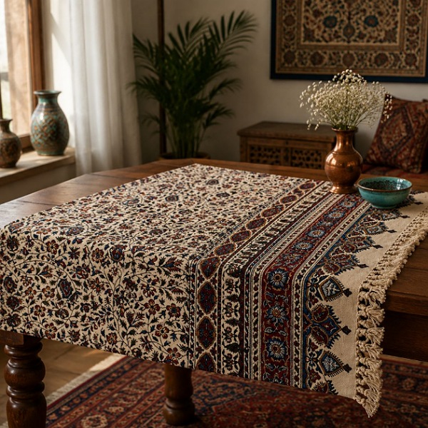 سفره قلمکاری طرح گل بادام 6 نفره بزرگ