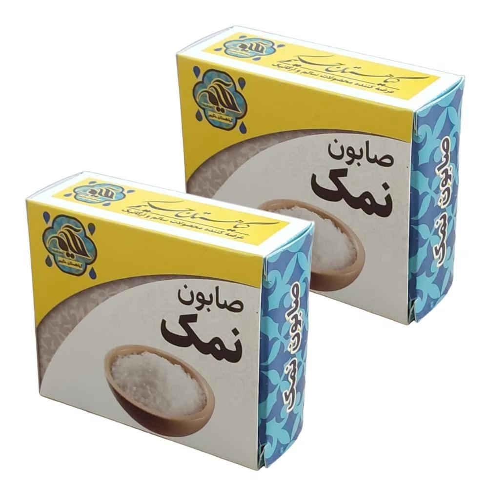 صابون شستشو گیاهستان حکیم مدل نمک وزن 70 گرم بسته 2 عددی