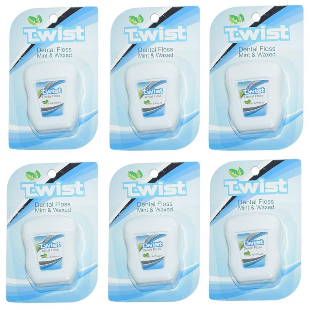نخ دندان تویست مدل Mint And Waxed بسته 6 عددی
