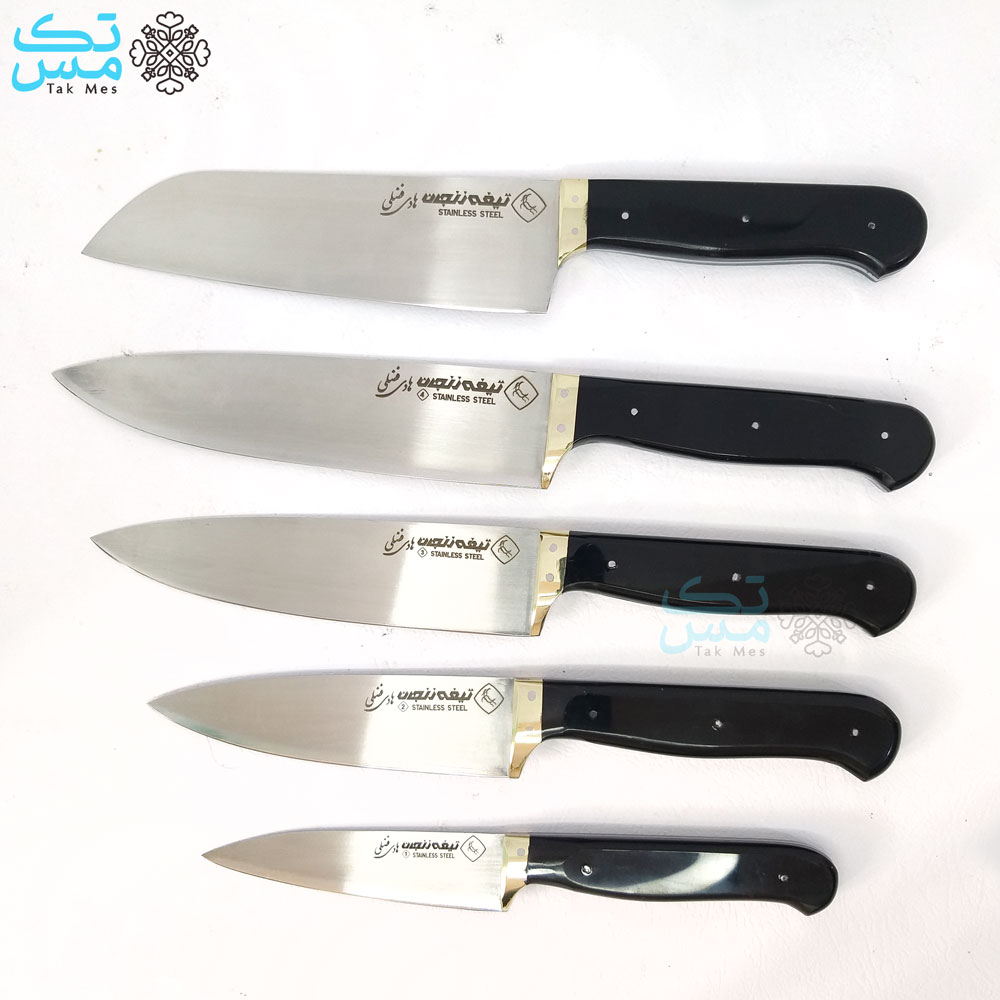 ست 5 عددی چاقوی آشپزخانه استیل هادی فضلی (مشکی)