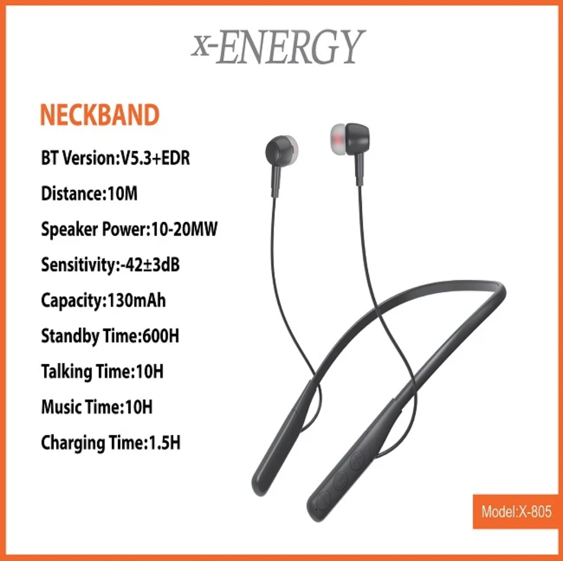 هندزفری بلوتوثی گردنی ایکس انرژی مدل X-805