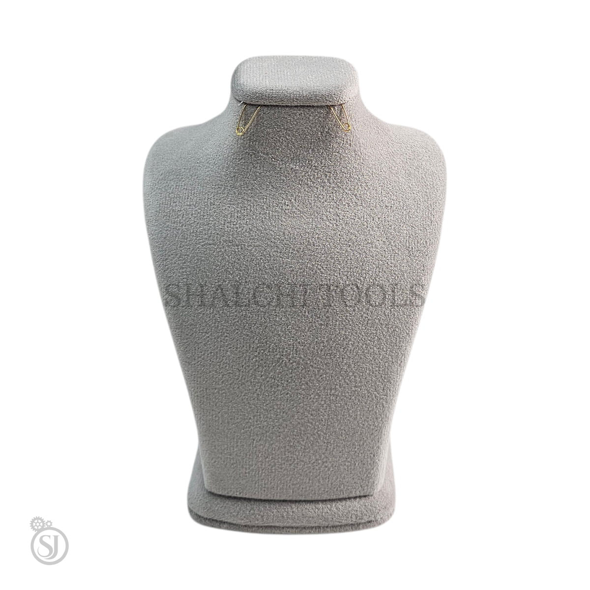 مانکن گردنبند کله مربعی کد 102 مخمل خاکستری سایز 12 × 16 سانتی متر