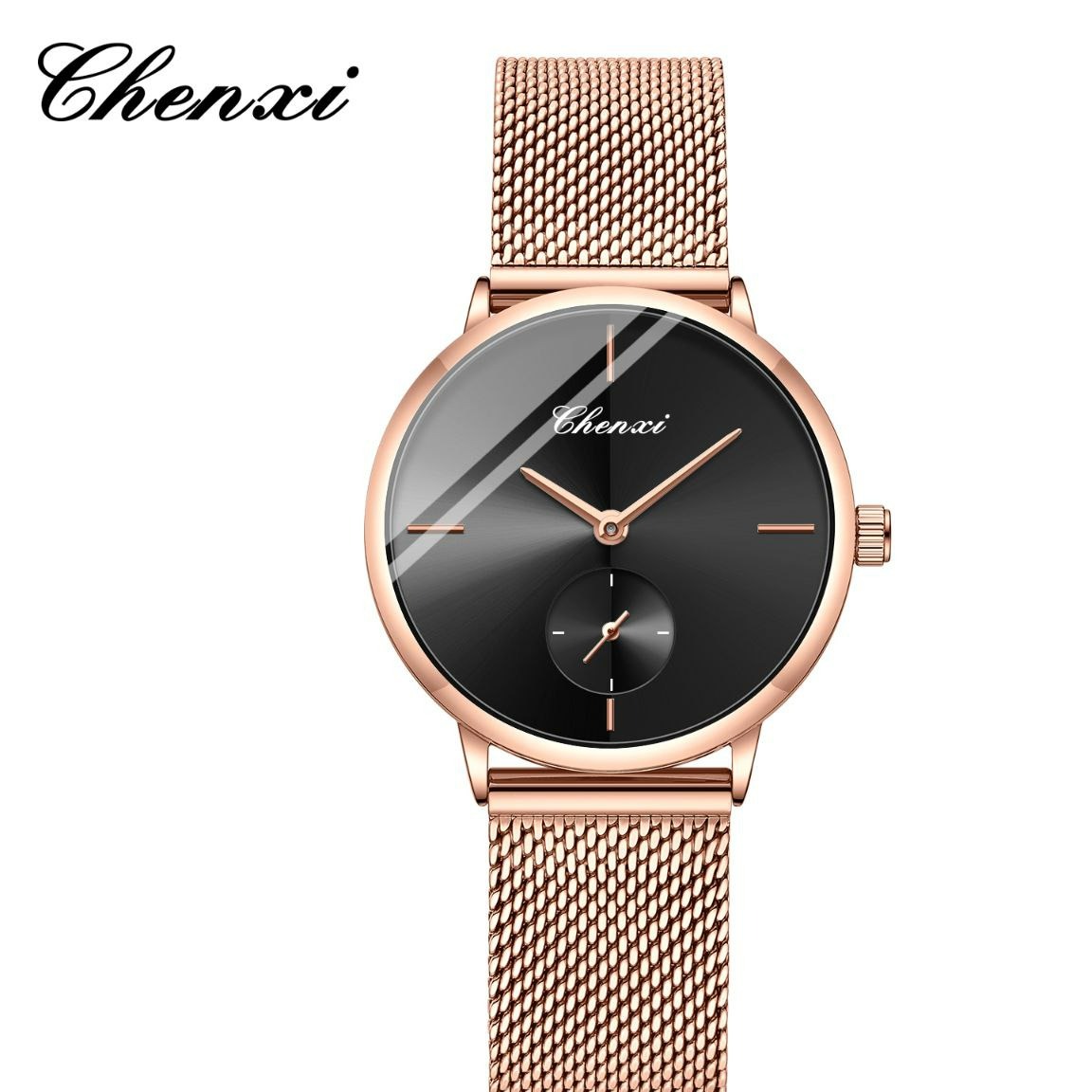 ساعت مچی زنانه چنکسی مدل CHENXI 061 رزگلد مشکی