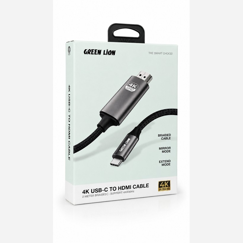 کابل انتقال تصویر USB-C به HDMI گرین لاین 4K طول 2 متر