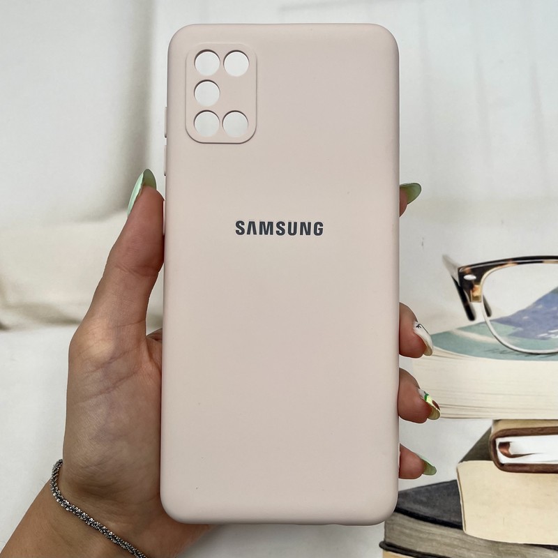 قاب گوشی Galaxy A31 سامسونگ سیلیکونی های کپی محافظ لنز دار گلبهی روشن کد 231356