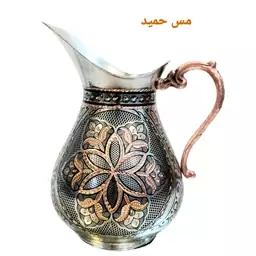 پارچ مسی اردکی(1،2لیتری) تراش کروم شده سایز متوسط زنجان