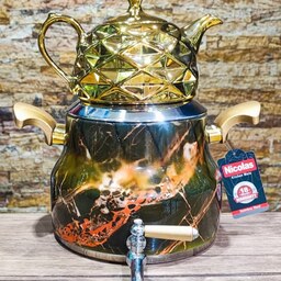 کتری و قوری شیردار نیکولاس مدل 8045طرح سنگی  (Nicholas Tea Kettle and Teapot with Faucet)