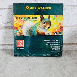 ماژیک اکریلیک 12 رنگ دو سر (براش و معمولی) art walker