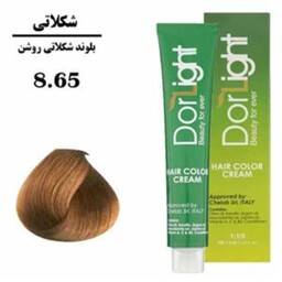 رنگ  مو بلوند شکلاتی روشن شماره 8.65 مارک دورلایت 100میل 