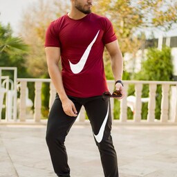 ست تیشرت و شلوار nike مدل calin (زرشکی)s