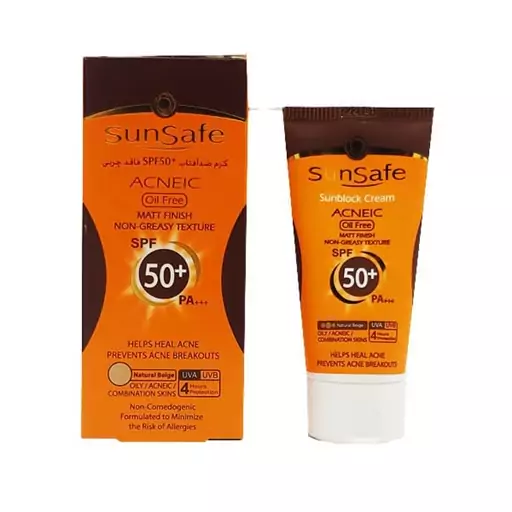 ضد آفتاب فاقد چربی SPF50 سان سیف رنگ بژ طبیعی حجم 50 میلی لیتر