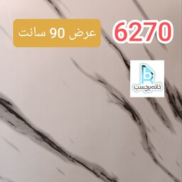 برچسب کابینت طرح سنگ های گلاس سفید رگه مشکی ضخیم کد 6270 عرض 90 سانت 