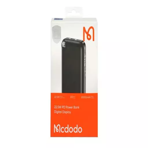 پاوربانک (PD و فست شارژ) Mcdodo 22.5W 20000mAh مدل MC-7161 مشکی رنگ با گارانتی شرکتی معتبر