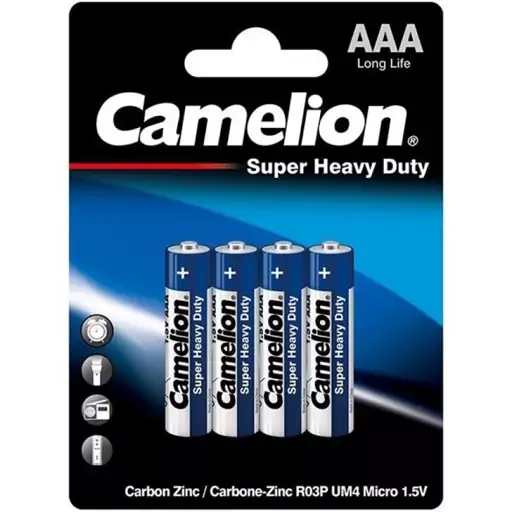 باتری چهارتایی نیم قلمی کملیون مدل Camelion Super Heavy Duty R03P-BP4B 1.5V AAA