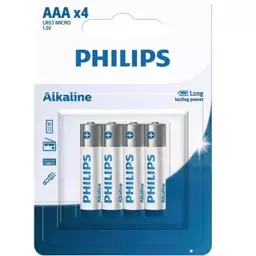 باتری نیم قلمی فیلیپس مدل Alkaline LR03A4B/40 بسته 4 عددی ا Philips Alkaline LR03A4B/40