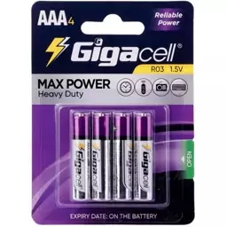 باتری چهارتایی نیم قلمی Gigacell Max Power Heavy Duty R03 1.5V AAA ا Gigacell Max Power Heavy Duty R03 1.5V AAA Battery