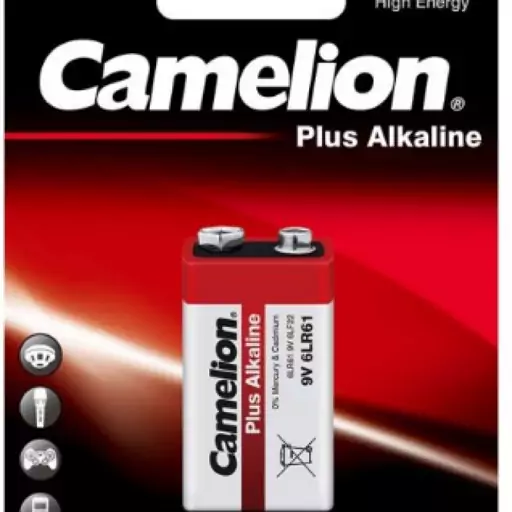 باتری 9 ولت آلکالاین پلاس کملیون CAMELION  Plus Alkaline سایز 9 ولت 9V.