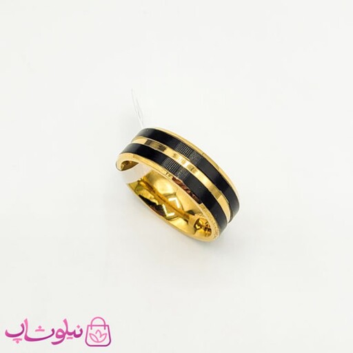 انگشتر رینگ مردانه استیل مشکی طلایی طرح Cartier کد 170 - 11