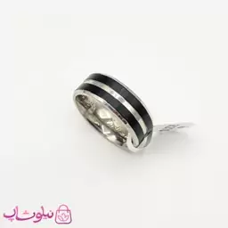 انگشتر رینگ مردانه استیل مشکی نقره ای طرح Cartier کد 170 - 9