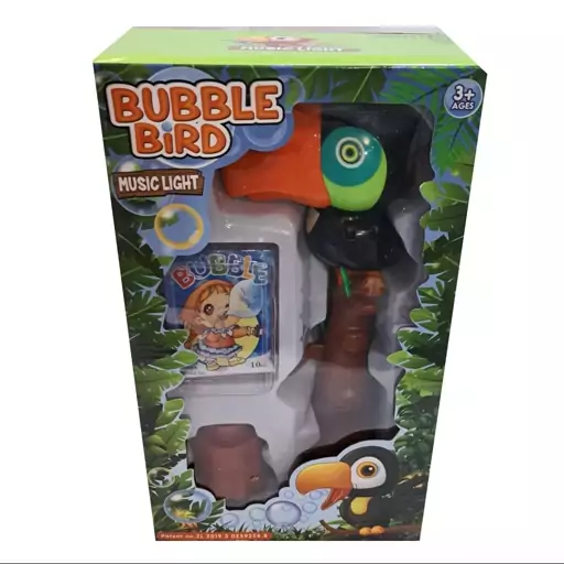 اسباب بازی حباب ساز موزیکال مدل طوطی مشکی bubble bird music light toy