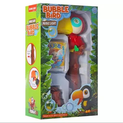 اسباب بازی حباب ساز موزیکال مدل طوطی قرمز bubble bird music light toy