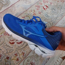 کتونی اورجینال رانینگ پیاده روی و دویدن mizuno wave rider23   سایز 37 برابر 23.5 سانت رنگ آبی 