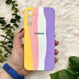 قاب گوشی Galaxy A15 سامسونگ سیلیکونی پاک کنی اورجینال آبرنگی رنگین کمانی داخل مخمل محافظ لنز دار کد 93173