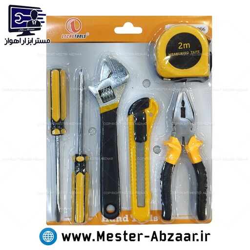 ست ابزار دستی 6 عددی انبردست متر پیچ گوشتی فرانسه آچار تیزبر کاتر مدل لک تولز LECHG TOOLS