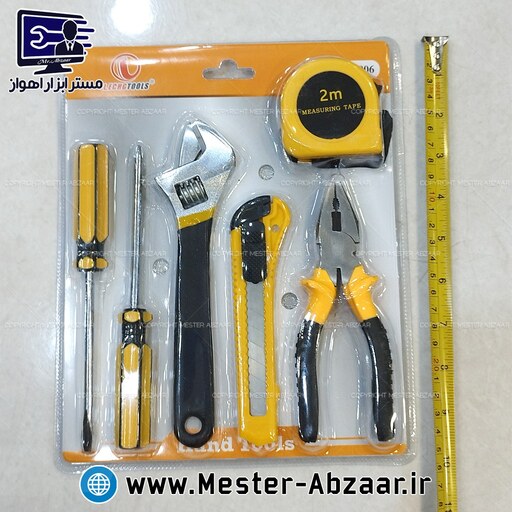 ست ابزار دستی 6 عددی انبردست متر پیچ گوشتی فرانسه آچار تیزبر کاتر مدل لک تولز LECHG TOOLS