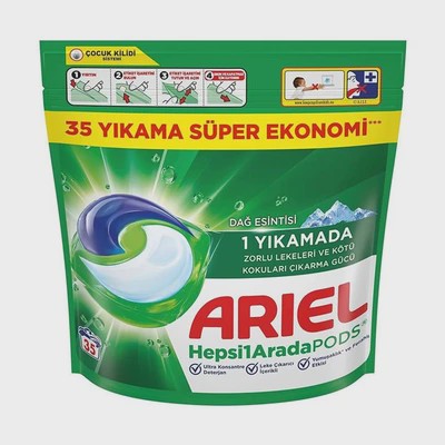 قرص لباسشویی آریل Ariel مدل All In One رایحه کوهستان بسته 35 عددی