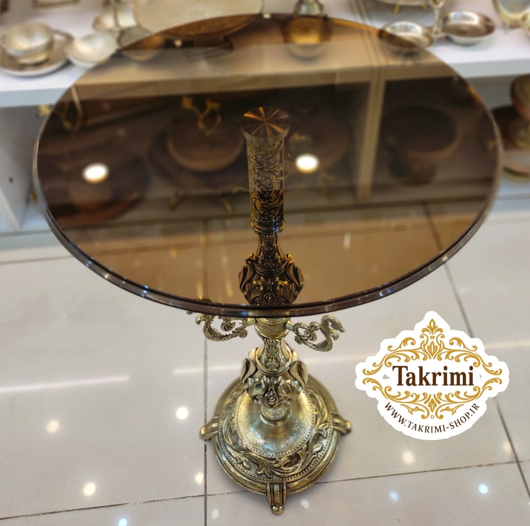 میز کنار سالنی میز خاطره میز سماور میز کنارسالنی طلایی 2 ستون بلند جدید طلایی ( تولیدی تکریمی شاپ )