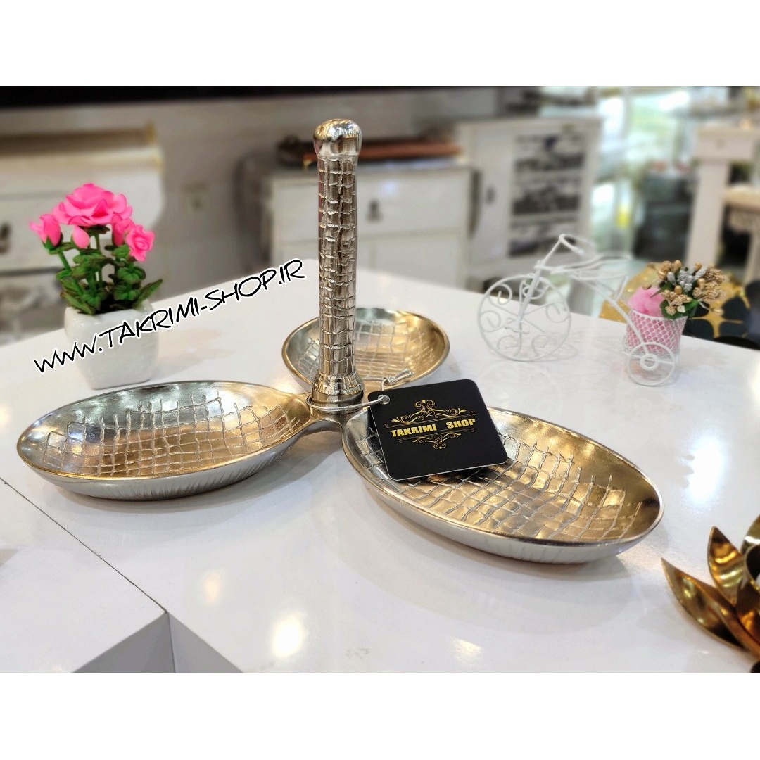 ست سرویس پذیرایی 4 چهار تکه پارچه طرح چرمی پوست ماری آلومینیومی ( تکریمی شاپ )